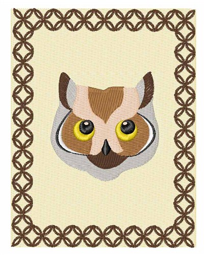 Framed Owl Machine Embroidery Design