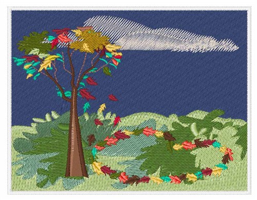 Fall Scene Machine Embroidery Design