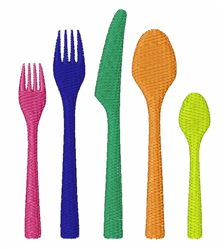 Plastic Silverware Machine Embroidery Design