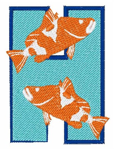 Double Fish H Machine Embroidery Design