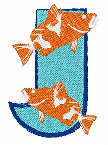 Double Fish J Machine Embroidery Design