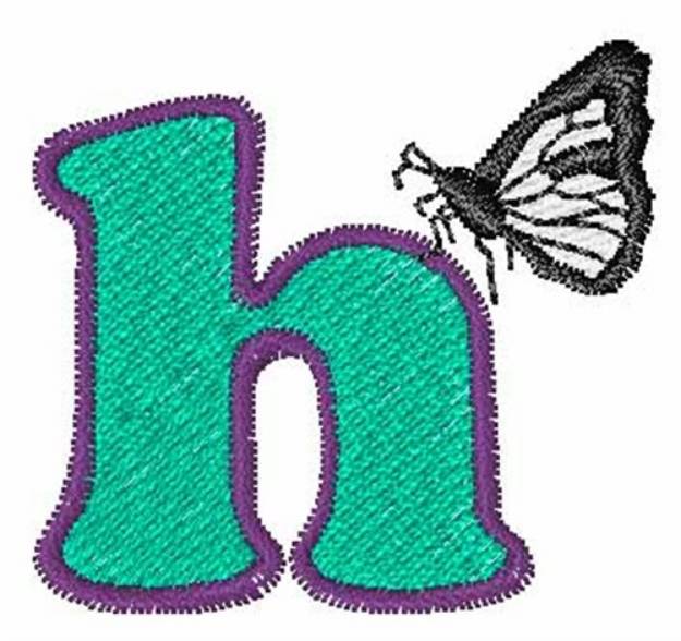 Picture of Butterfly Lowercase H Machine Embroidery Design