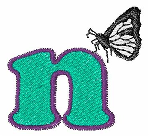 Butterfly Lowercase N Machine Embroidery Design