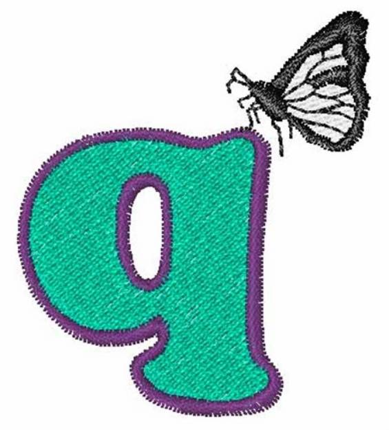 Picture of Butterfly Lowercase Q Machine Embroidery Design