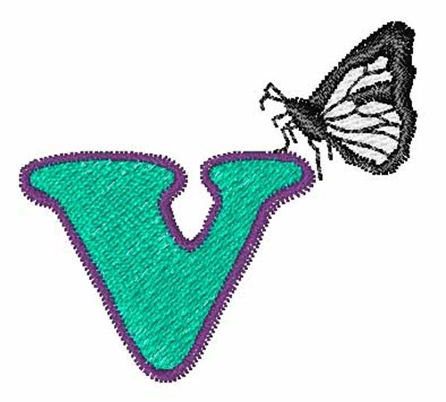 Butterfly Lowercase V Machine Embroidery Design