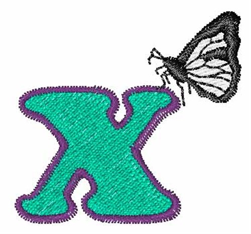 Butterfly Lowercase X Machine Embroidery Design