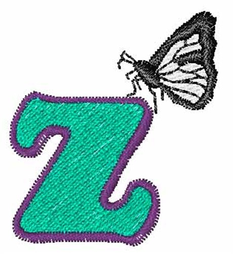 Butterfly Lowercase Z Machine Embroidery Design