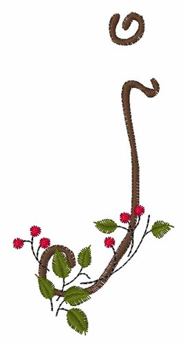 Christmas Holly J Machine Embroidery Design