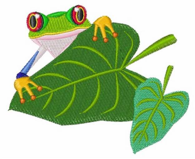 Picture of Frog & Leaf Machine Embroidery Design