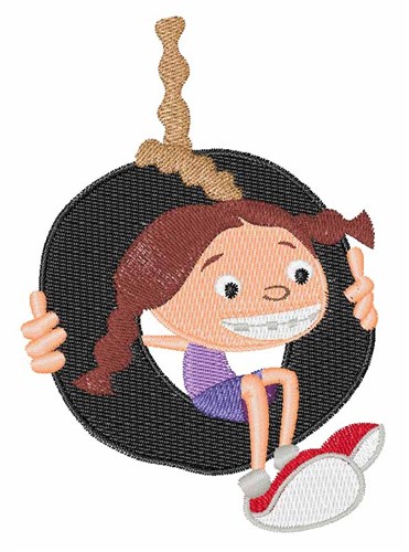Girl On Tire Swing Machine Embroidery Design