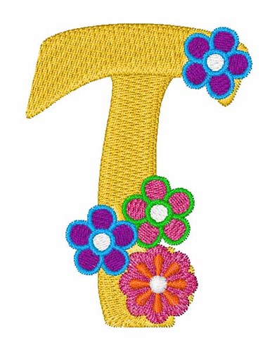 Flowers & Hearts T Machine Embroidery Design