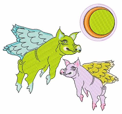 Flying Pigs Machine Embroidery Design