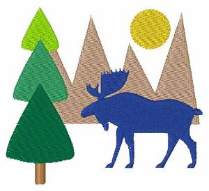 Picture of Moose Scene Machine Embroidery Design