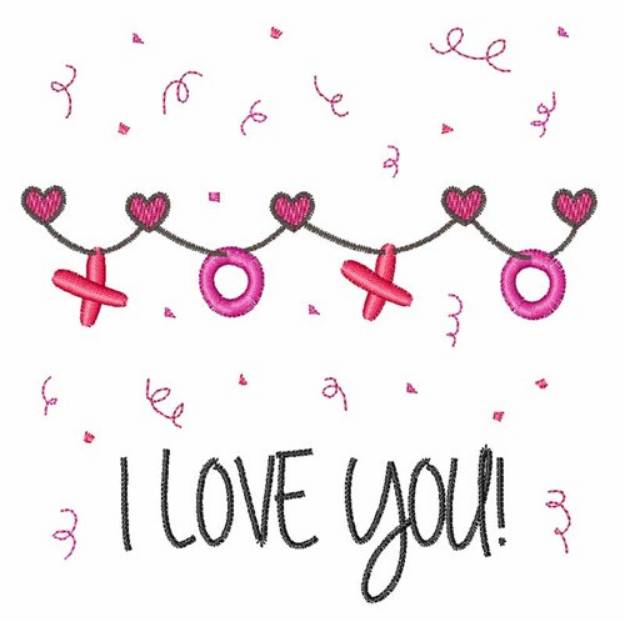 Picture of I Love You Banner Machine Embroidery Design