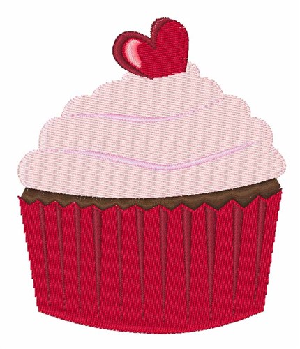 Heart Cupcake Machine Embroidery Design