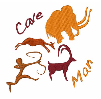 Cave Man Machine Embroidery Design