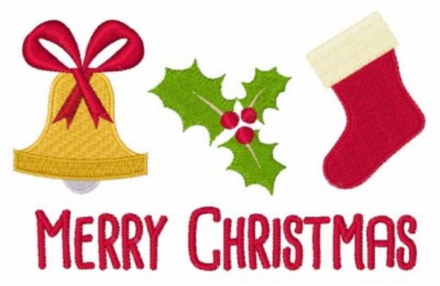 Picture of Merry Christmas Holly Machine Embroidery Design