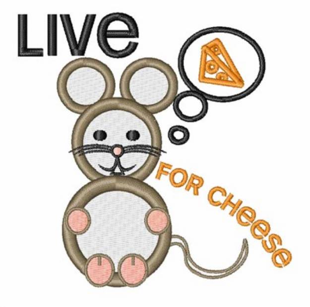 Picture of Live For Cheese Mouse Machine Embroidery Design