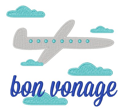 Bon Voyage Airplane Machine Embroidery Design