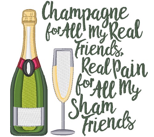 Champagne Friends Machine Embroidery Design