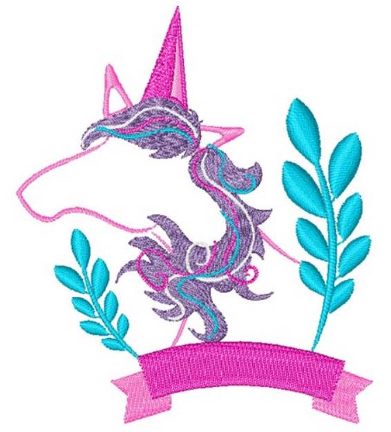 Picture of Unicorn Outline & Banner Machine Embroidery Design