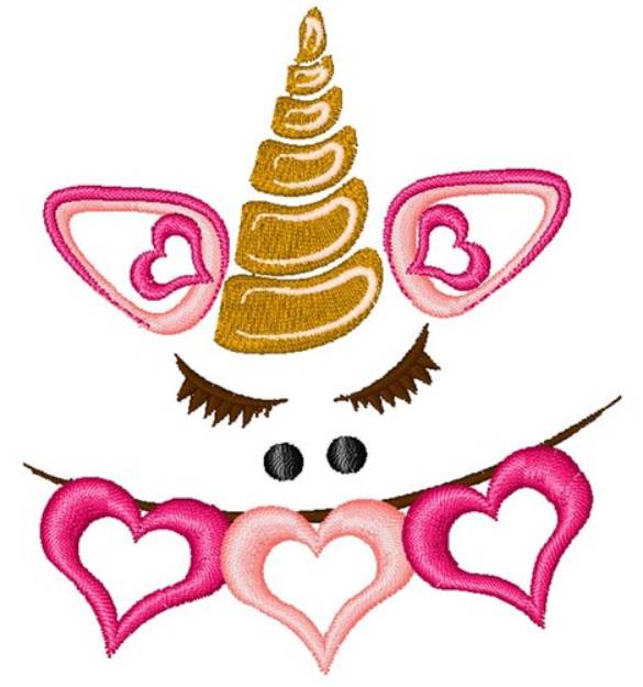 Picture of Valentines Day Unicorn, Banner Machine Embroidery Design