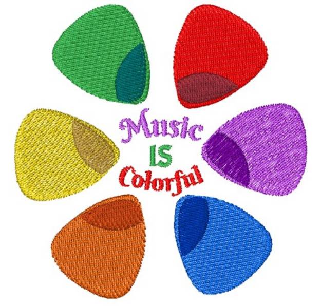 Picture of Guitar Pick Music Is Colorful Machine Embroidery Design