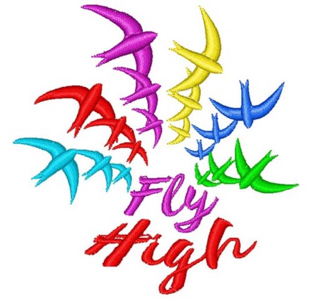 Picture of Bird Rainbow Fly High Machine Embroidery Design