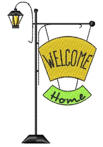 Picture of Lamp Post Welcome Home Machine Embroidery Design