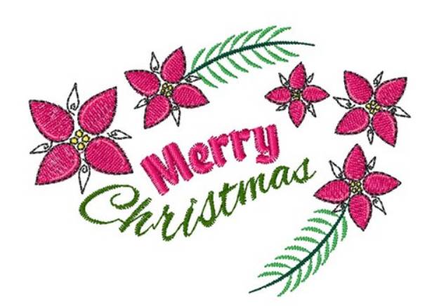 Picture of Merry Christmas Flowers Machine Embroidery Design