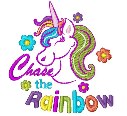Unicorn Chase The Rainbow Machine Embroidery Design
