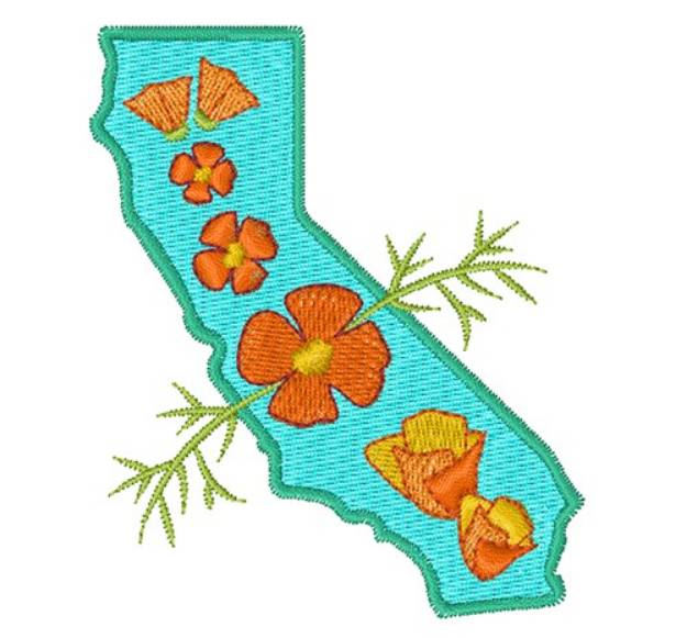 Picture of California Poppies Machine Embroidery Design