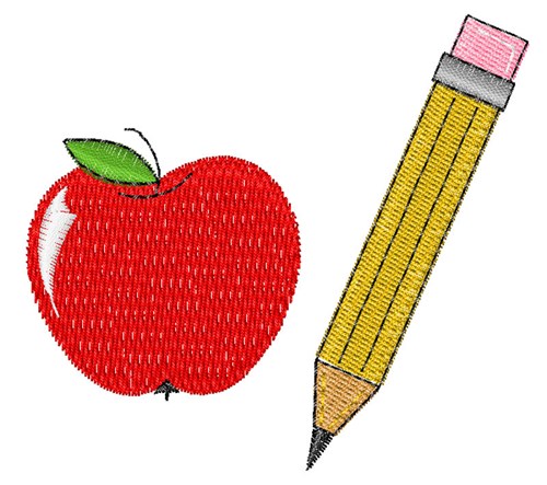 School Apple Machine Embroidery Design