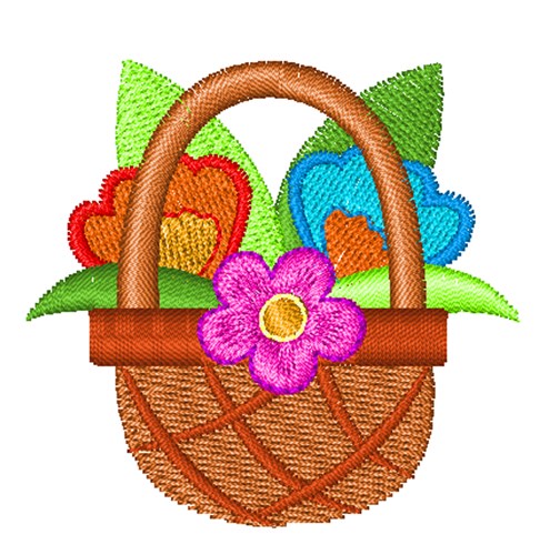 Floral Basket Machine Embroidery Design