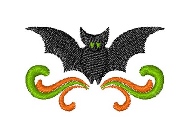 Picture of Halloween Bat & Swirls Machine Embroidery Design