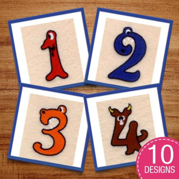 Picture of Silly Monster Numbers Embroidery Design Pack