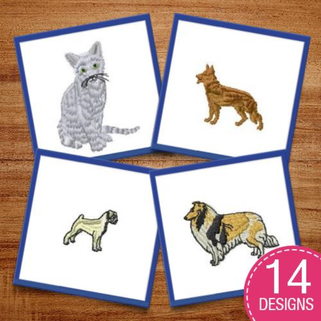 Picture of Domestic Animals Embroidery Design Pack