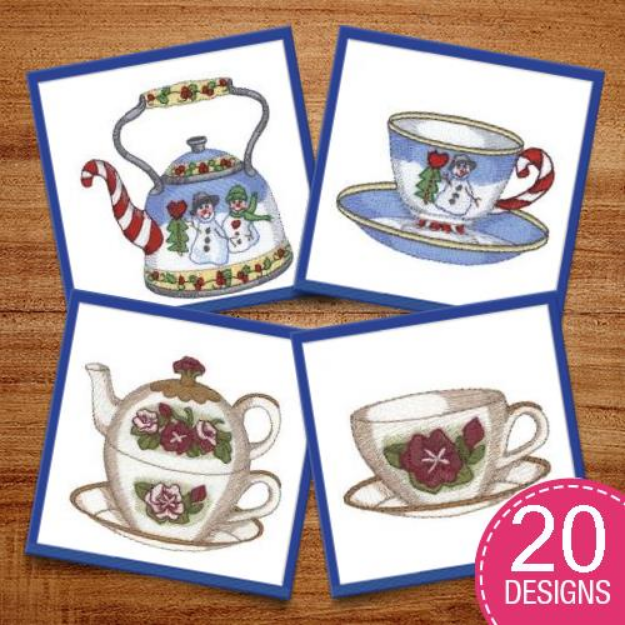 Picture of Teapots & Teacups Embroidery Design Pack