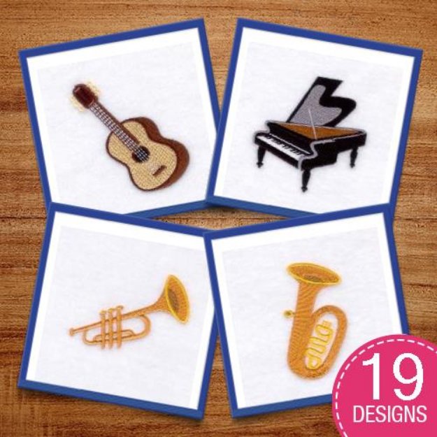 Picture of Musical Instruments Embroidery Design Pack