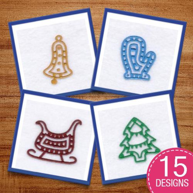 Picture of Holiday Shapes Outlined Embroidery Design Pack