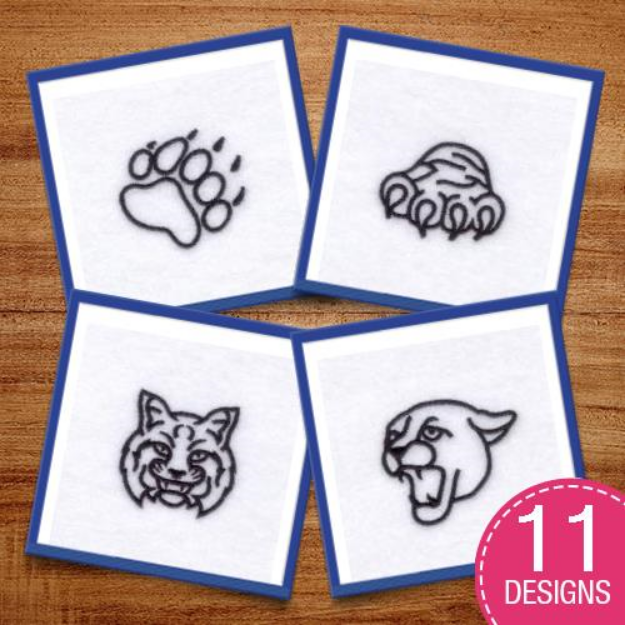 Picture of Cat Mascot Emblems Embroidery Design Pack