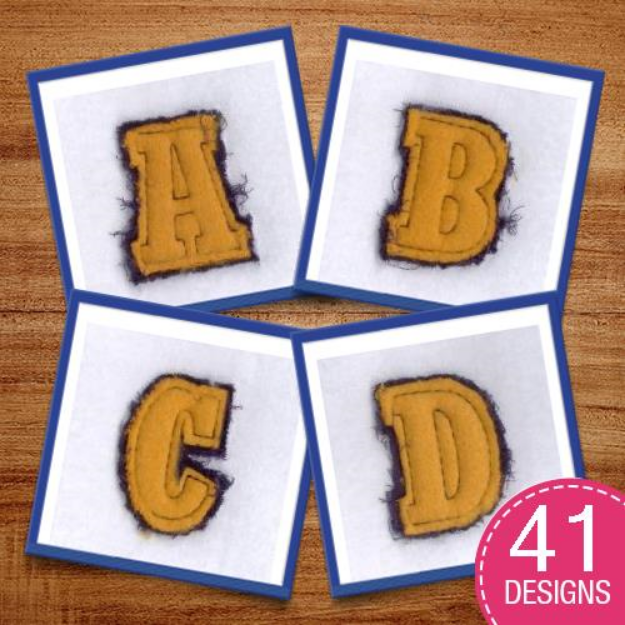 Picture of Fringed Applique Alphabet Large 2 Color Design Pack Embroidery Design Pack