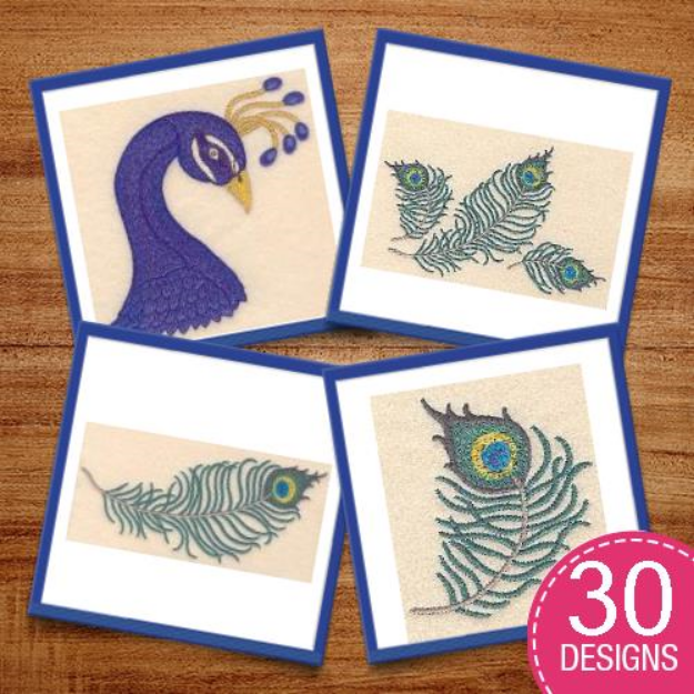 Picture of Peacock Plumage Embroidery Design Pack