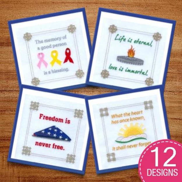 Picture of Remembrance Poem Squares Embroidery Design Pack