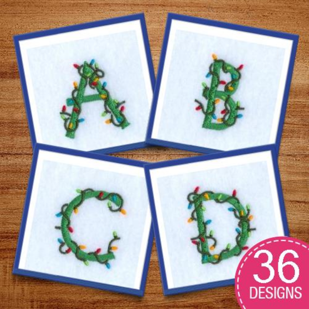 Picture of Christmas Lights Alphabet Embroidery Design Pack