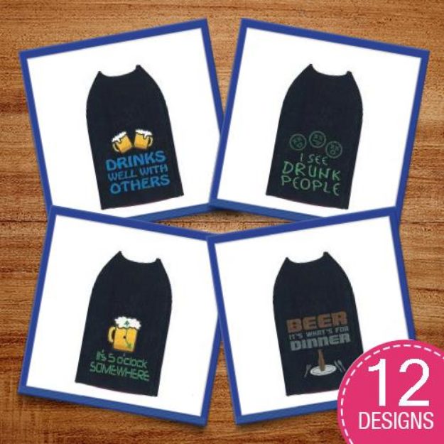 Machine Embroidery Design: No 517 Zippered Beer Bottle Koozie Template