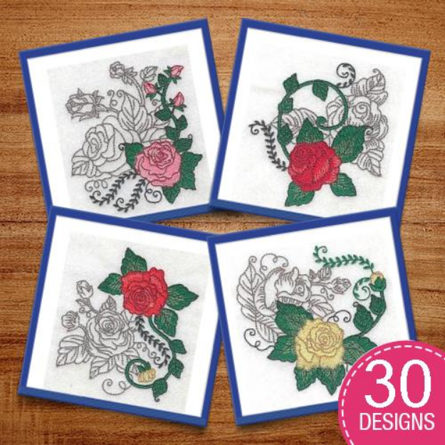 Picture of Rose Duo Embroidery Design Pack