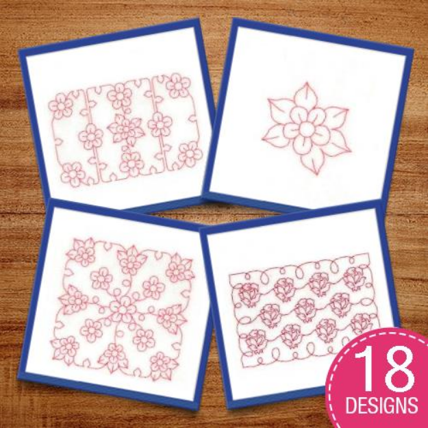 Picture of Floral Stipple Embroidery Design Pack