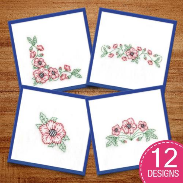 Picture of Poppy Flower Decor Embroidery Design Pack