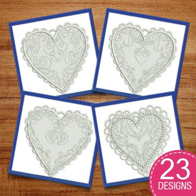Picture of Free Standing Lace Valentine Hearts Embroidery Design Pack